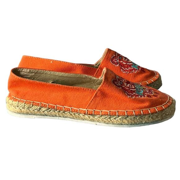Kenzo Tiger-Embroidered Orange Canvas Espadrille Flats Size 35 (US SIZE 4) - Picture 4 of 16
